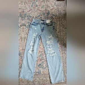 NWT Aeropostale Blue Distressed Wide Leg Skater Jeans